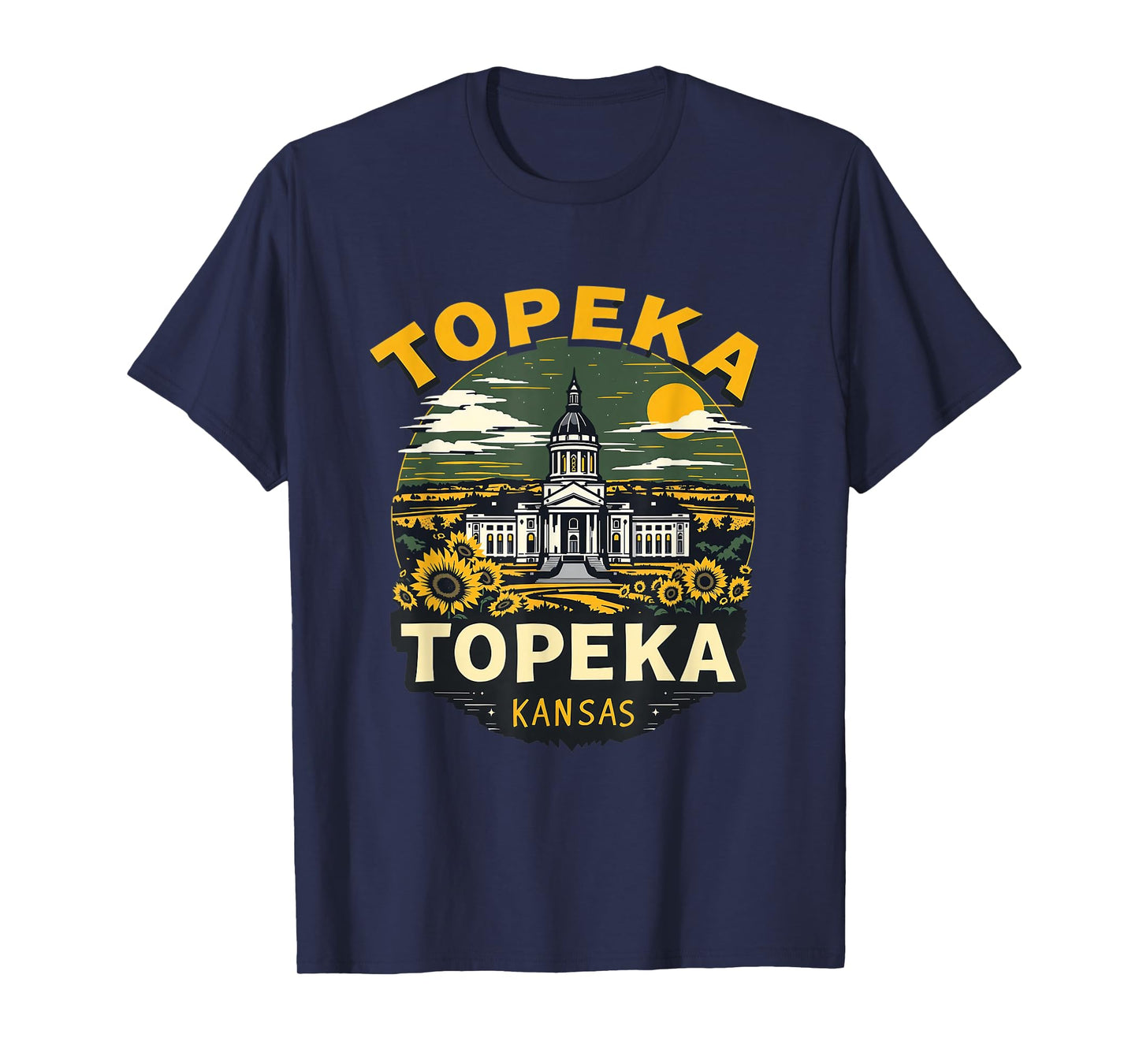 Topeka Skyline Vintage Topeka Kansas Floral Cityscape T-Shirt