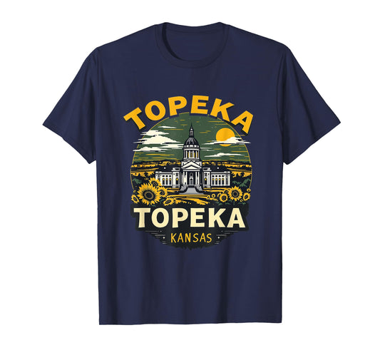 Topeka Skyline Vintage Topeka Kansas Floral Cityscape T-Shirt
