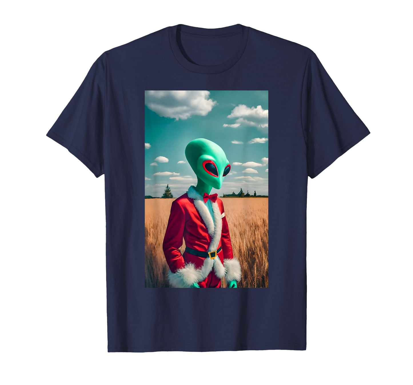 Funny Alien in Santa Tux Christmas Holiday Party Outfit T-Shirt
