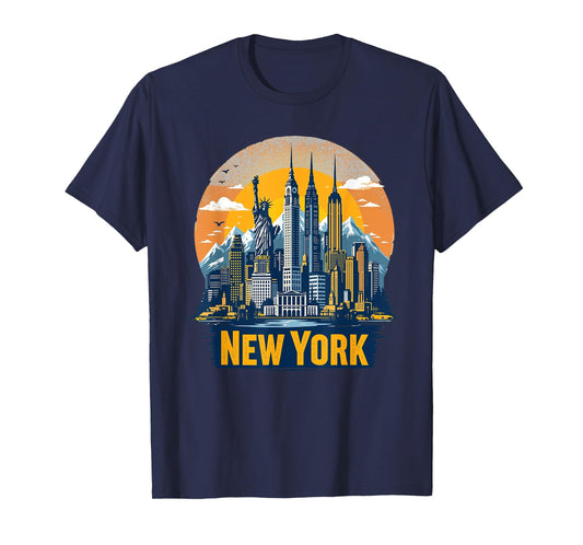 Retro NYC New York City Skylines Statue Of Liberty Vintage T-Shirt