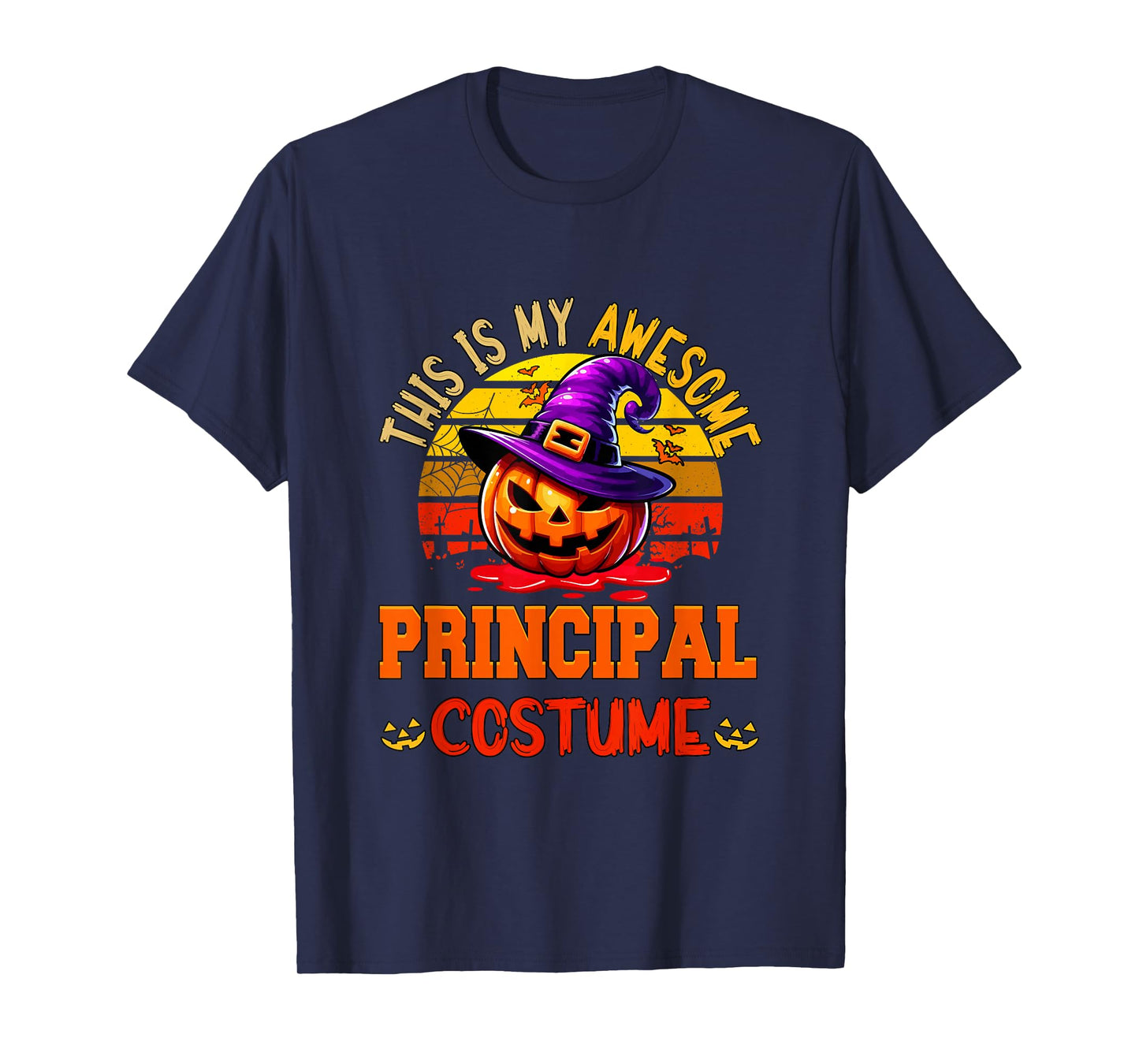 Vintage My Awesome Principal Costume Witch Carved Pumpkin T-Shirt