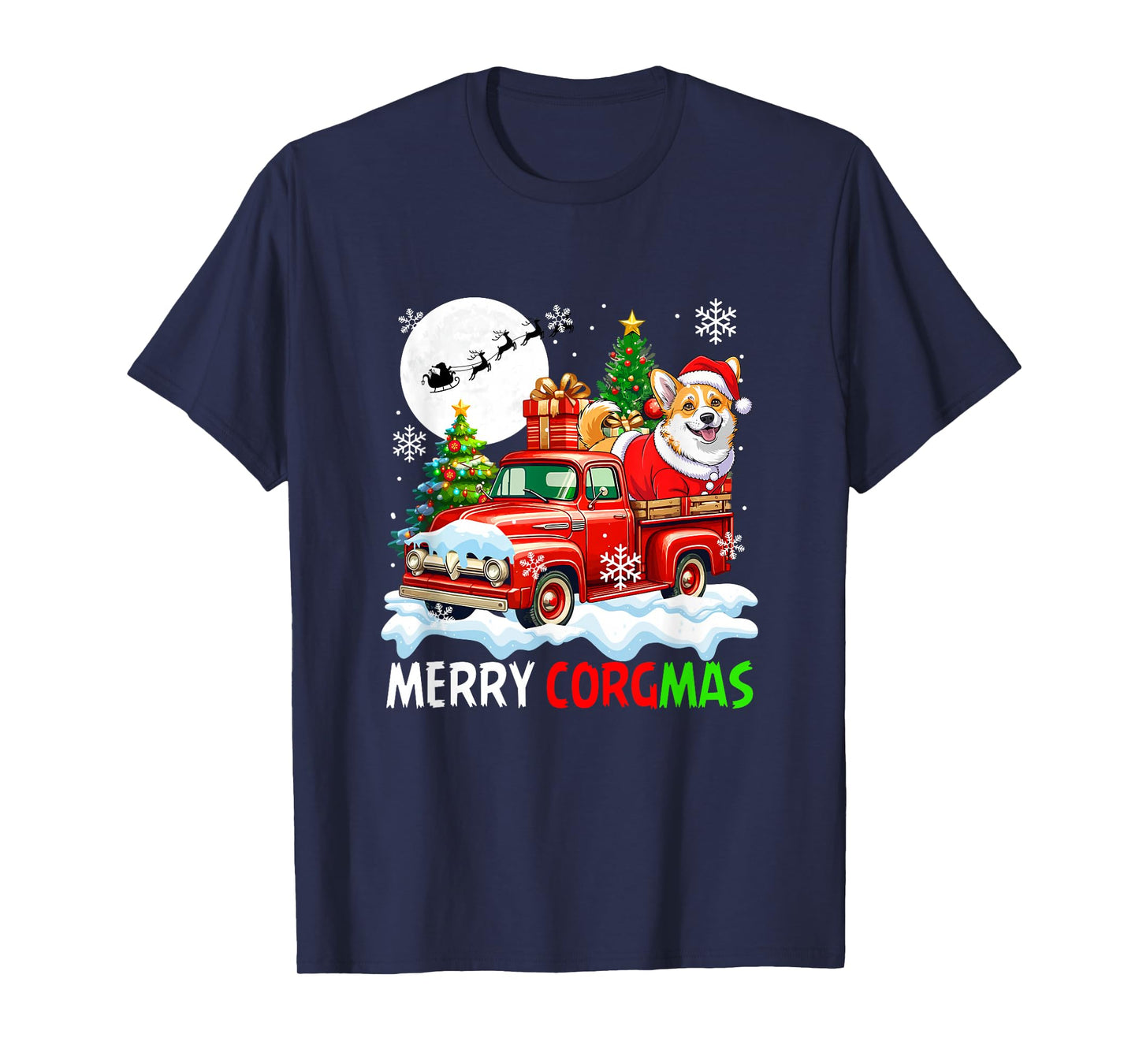 Merry Christmas Santa Corgi On Pickup Truck Owner Kids T-Shirt