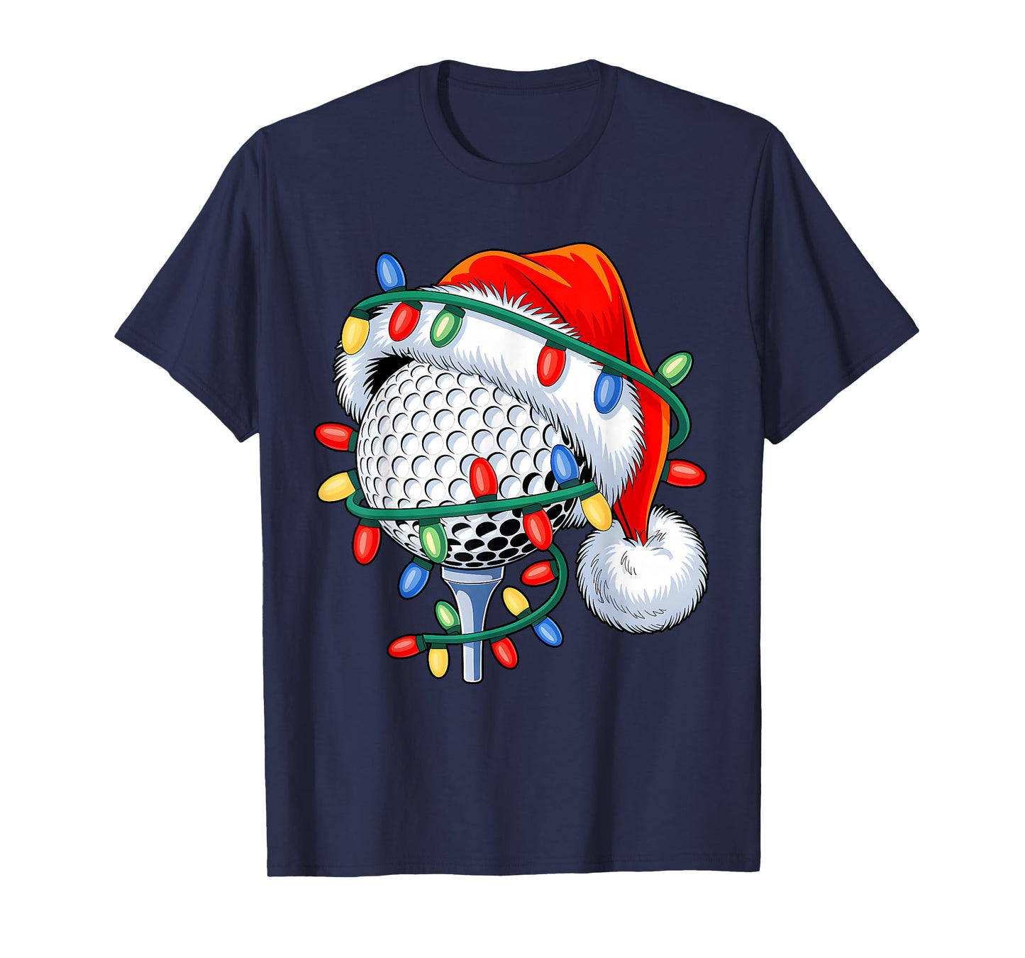 Golf Ball Santa Hat Xmas Funny Christmas Boys Men Golf Lover T-Shirt