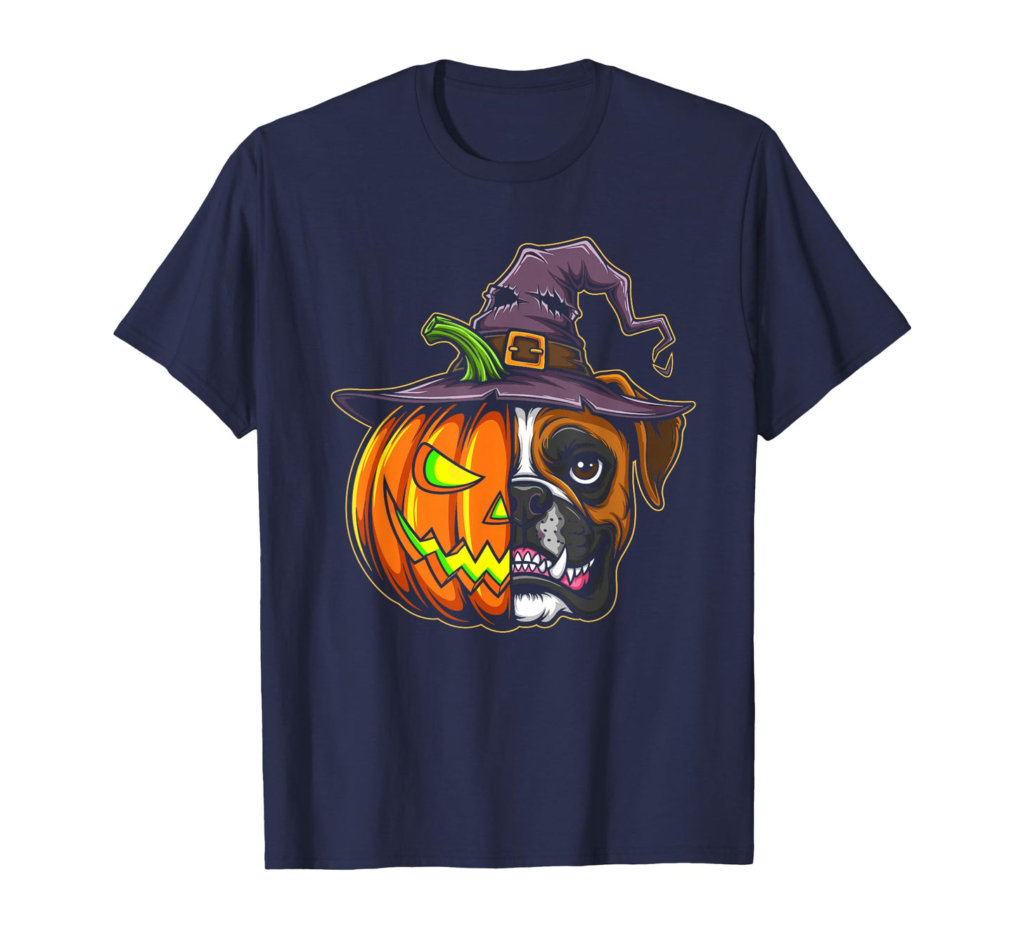 Boxer Dog Pumpkin Jack O Lantern Halloween Kids Mens Womens T-Shirt