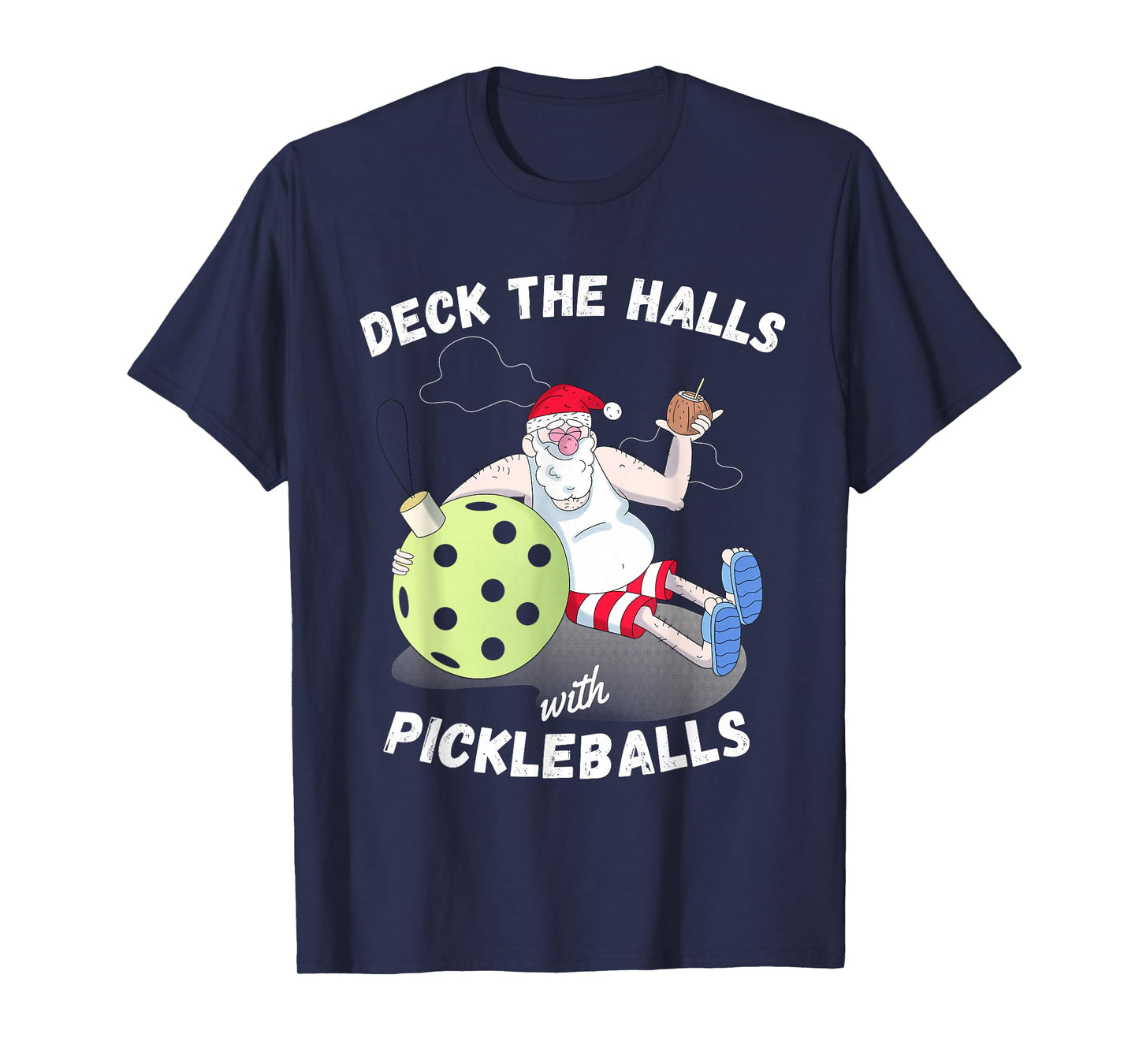 Funny Christmas Party Pickleball Drunk Santa T-Shirt