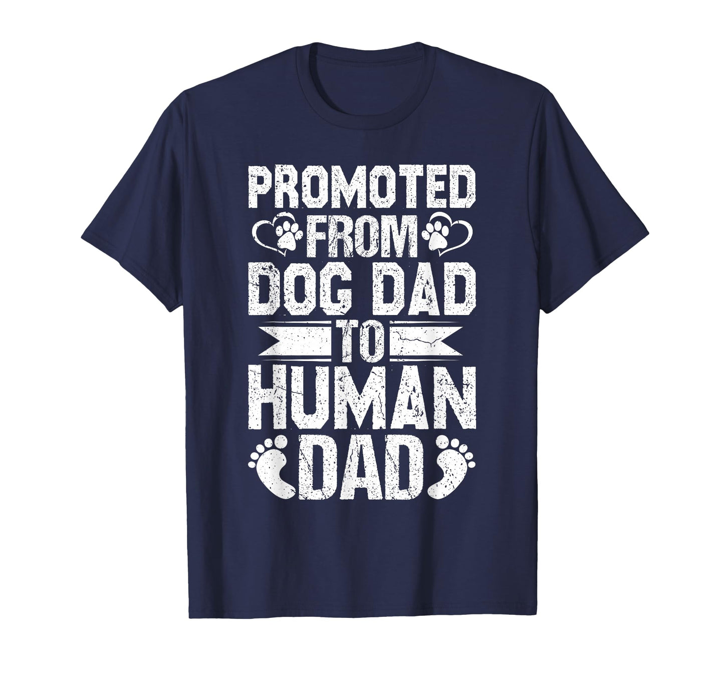 Mens New Dad Pregnancy Reveal Promoted From Dog Dad to Human Dad T-Shirt