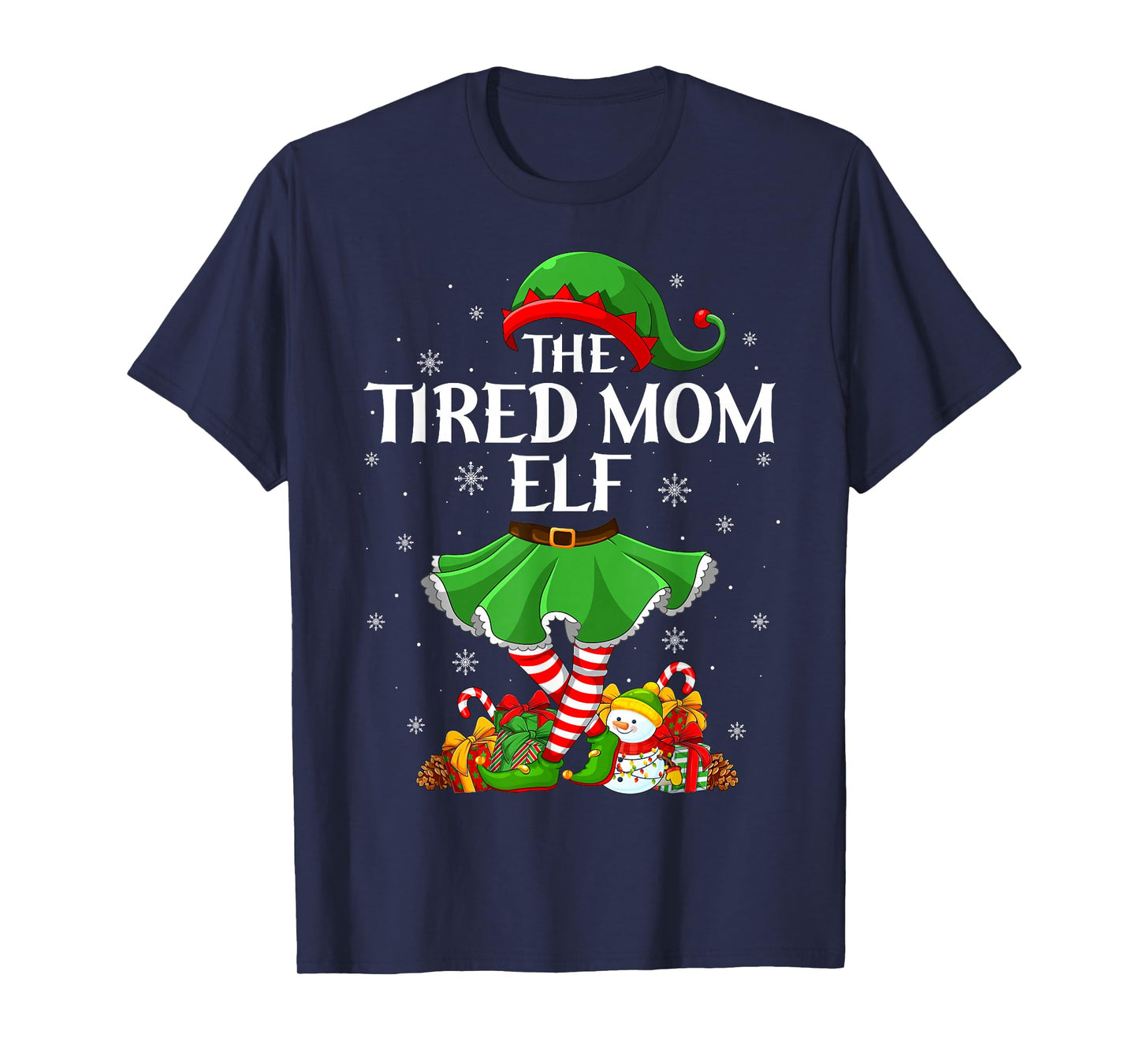 Tired Mom Elf Christmas Family Elf Squad Xmas Girls Women T-Shirt