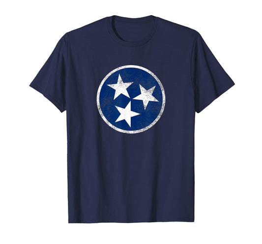 Tennessee Flag Tristar Logo Retro Vintage Distressed T-Shirt