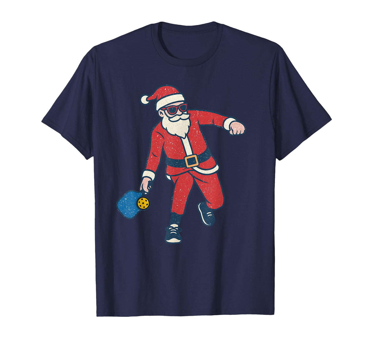 Santa Playing Pickleball Christmas Vintage Funny Xmas T-Shirt