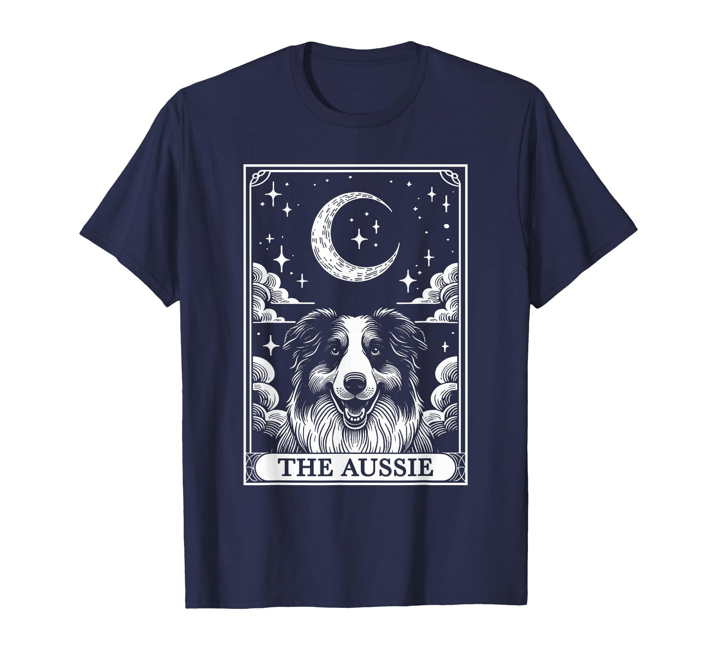 Tarot Card Vintage Crescent Moon Australian Shepherd Dog Mom T-Shirt