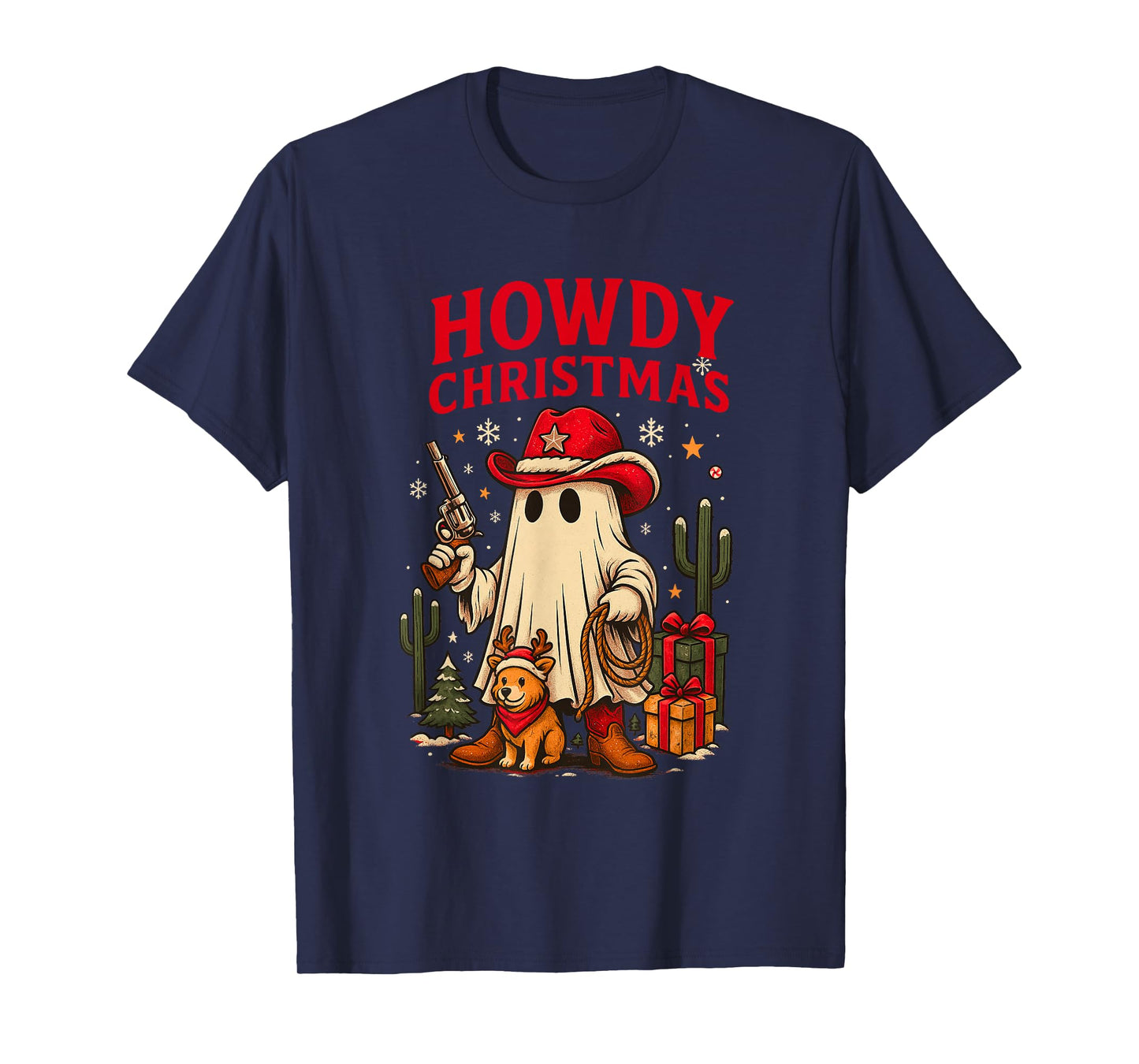 Howdy Christmas Cowboy Ghost Western Santa T-Shirt