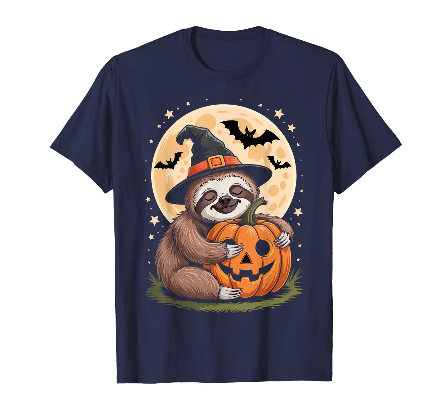 Halloween Sloth Witch Hat Pumpkin Spooky T-Shirt