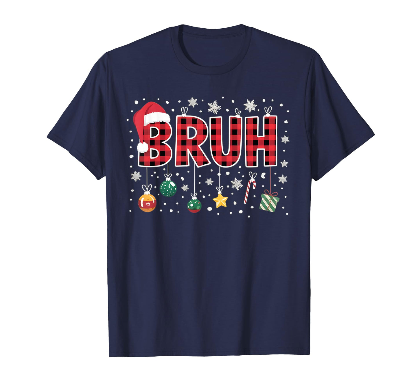 Bruh Christmas Red Plaid Teens Boys Kids Xmas Pajamas Gifts T-Shirt