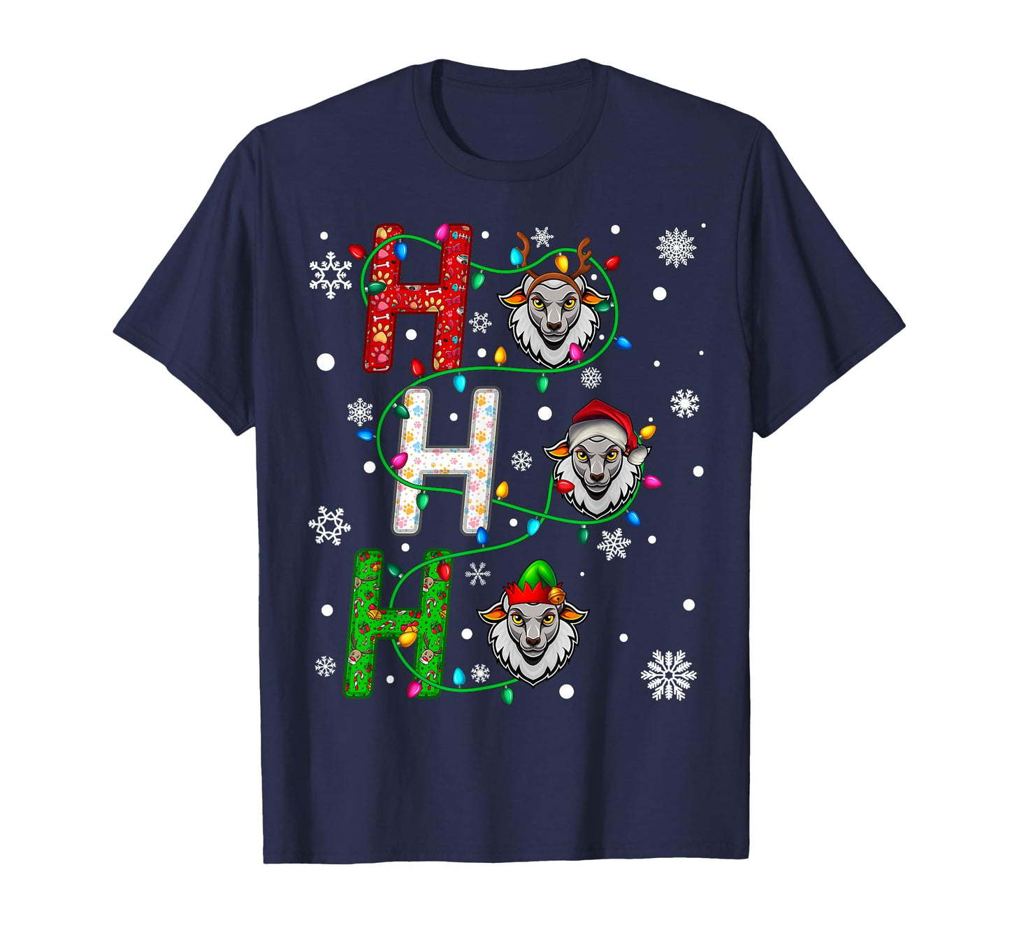 Matching Christmas Santa Hat Ho Ho Ho Sheep Animal Xmas T-Shirt