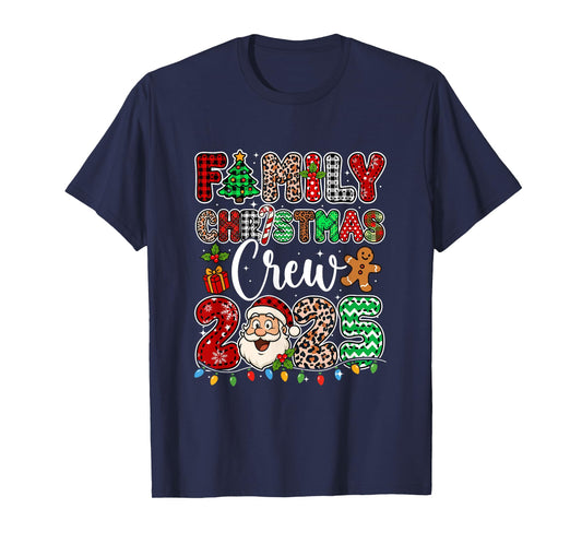 Family Christmas Crew 2025 Leopard Funny Santa Family Kids T-Shirt