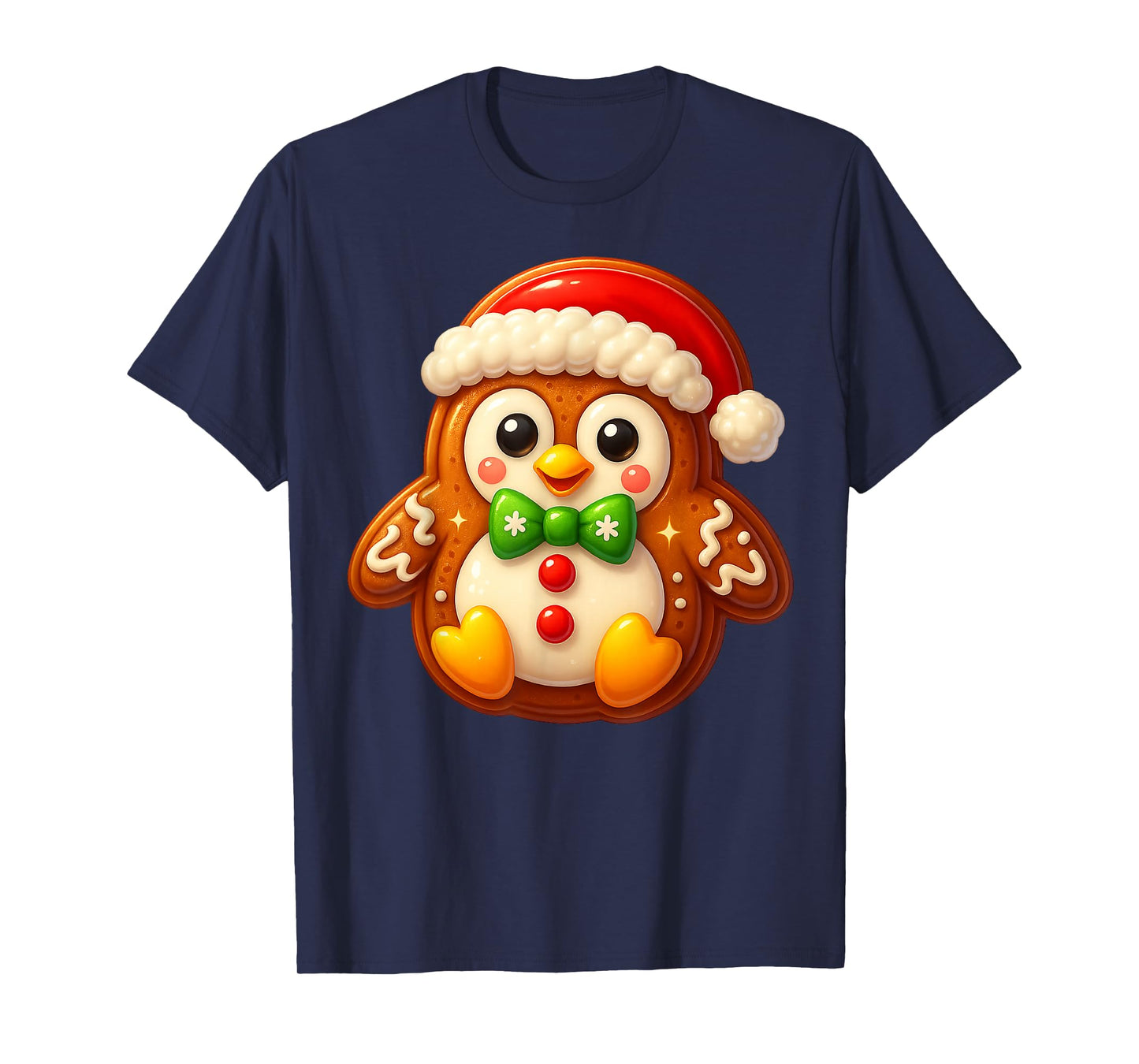 Funny Gingerbread Man Penguin Christmas Womens Mens Gifts T-Shirt