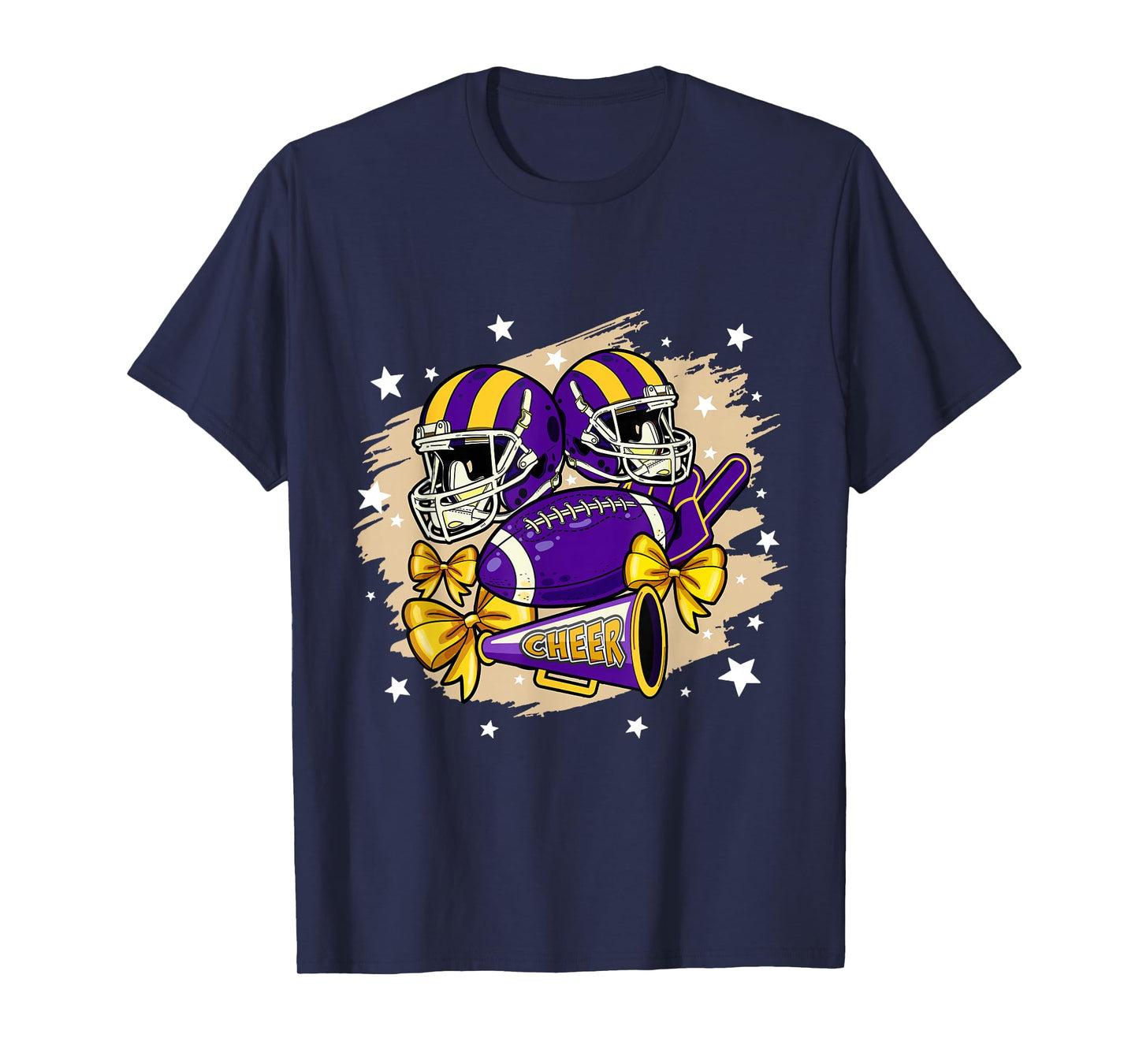 Football Cheer Mom Sister Coquette Bow Game Day Purple Women T-Shirt