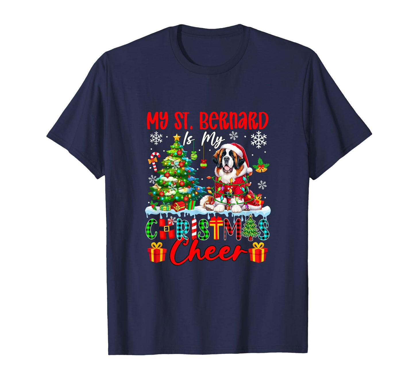 My St. Bernard is My Xmas Cheer Funny Santa Dog Owner Kids T-Shirt