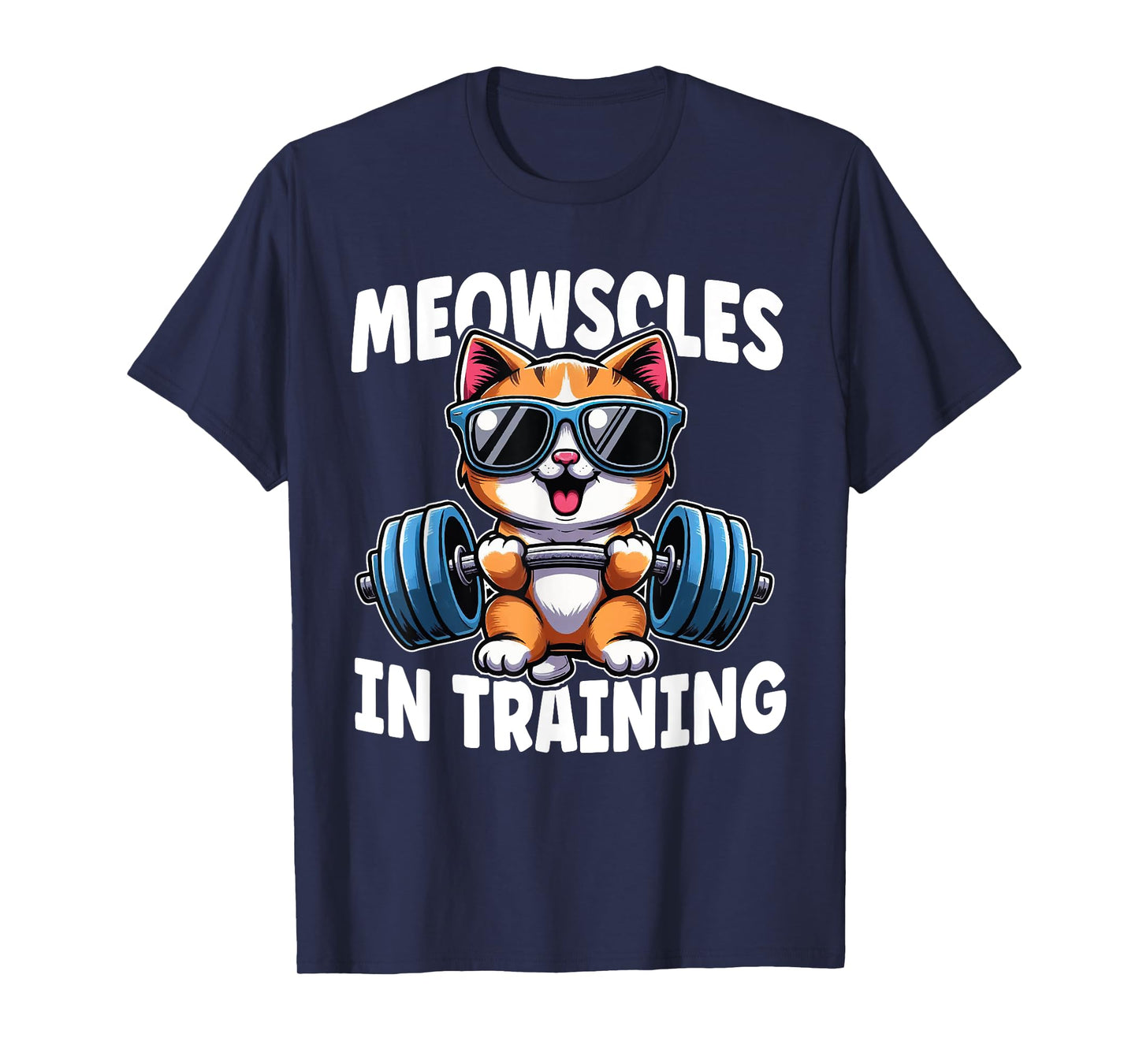 Kitty Workout Meowscles In Training Funny Gym Workout Cat T-Shirt