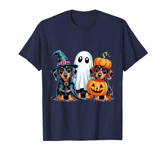 Dachshund Halloween Funny Wiener Dog Pumpkin Weenie Witch T-Shirt