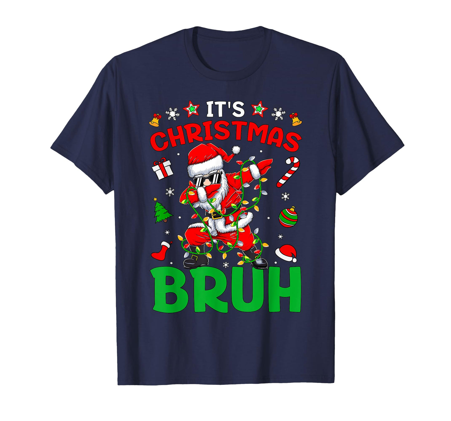 Bruh Christmas Boys Kids Santa Claus Dabbing Funny Xmas T-Shirt