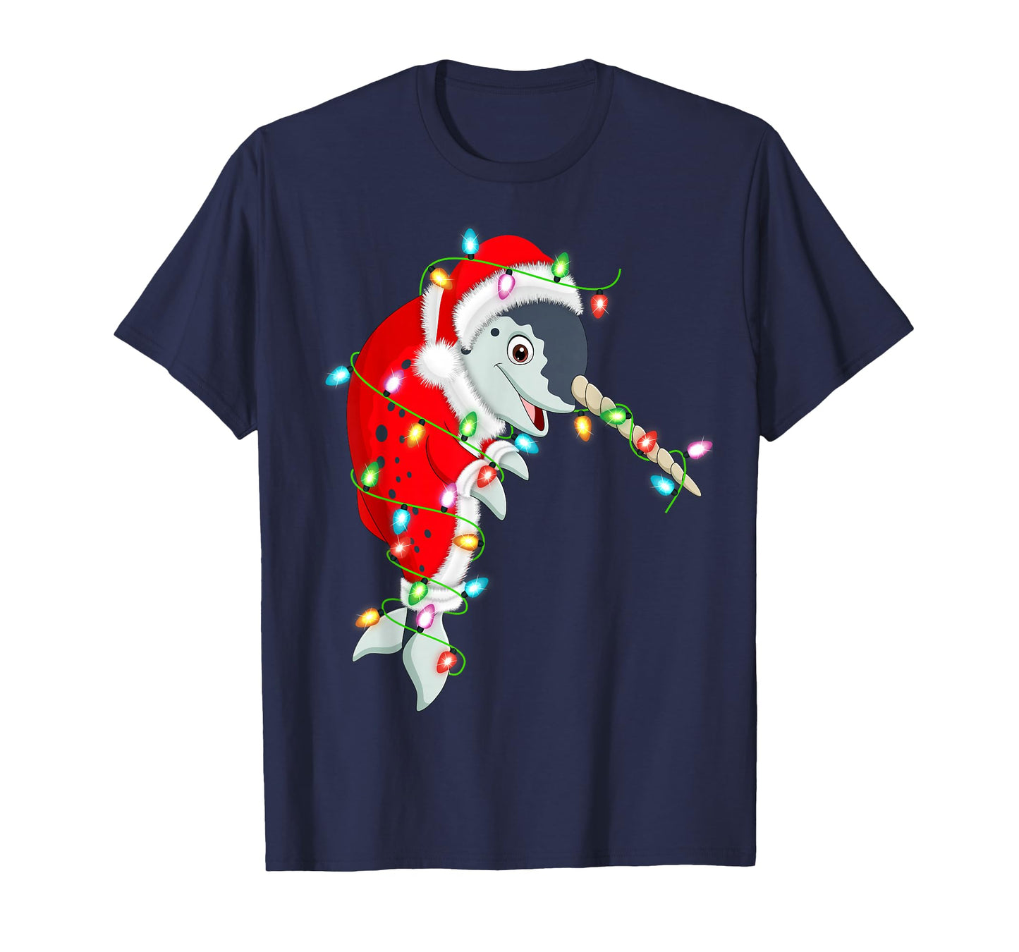 Narwhal Christmas Lights Santa Costume Cute Animal Xmas T-Shirt