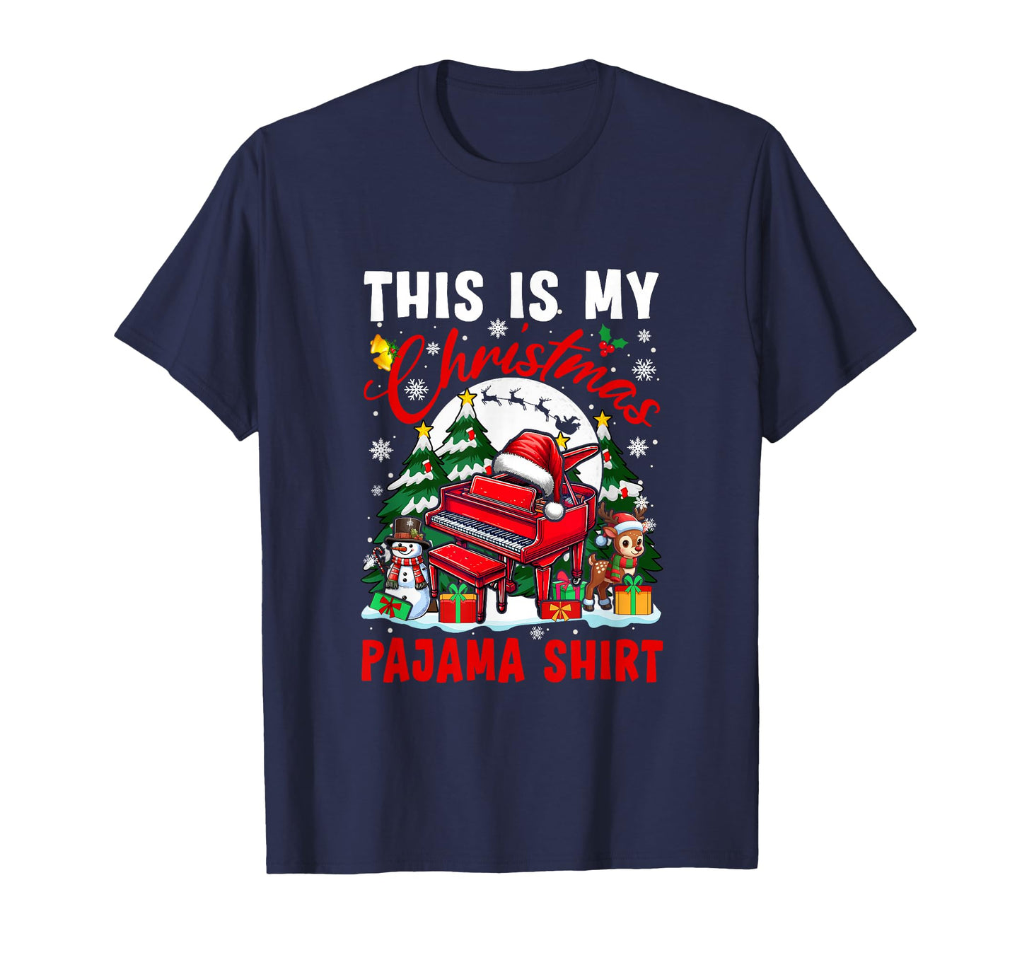My Christmas Pajama Shirt Santa Piano Snowman Instrument T-Shirt