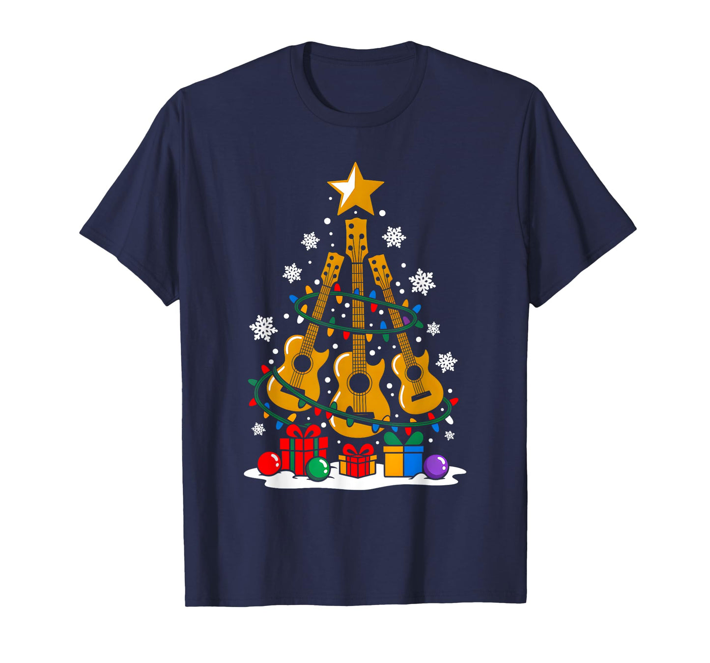Christmas Guitar Classic Player Xmas Tree Music Lover Santa T-Shirt