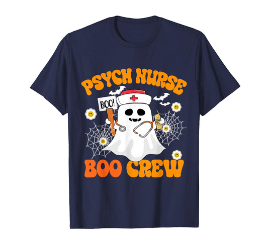 Cute Psych Nurse Boo Crew Funny Shirt Ghost Halloween T-Shirt