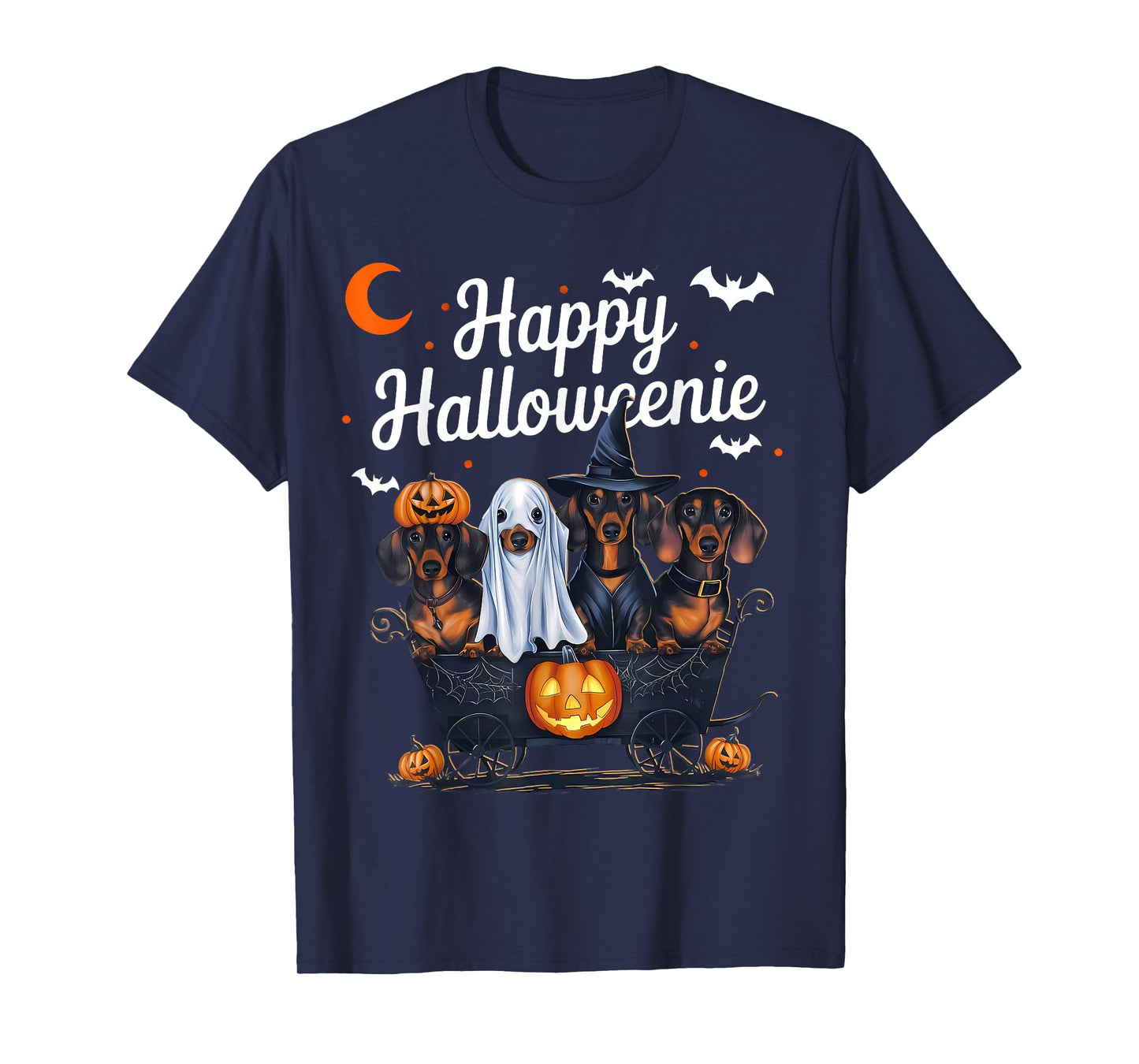 Happy Halloweenie Weiner Dog Cute Dachshund Witch Hat T-Shirt