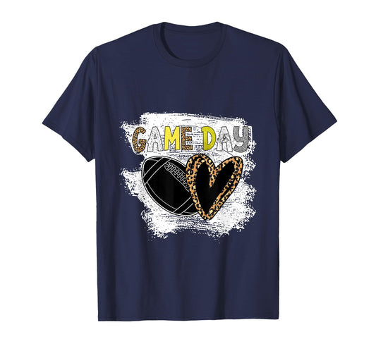 Game Day Leopard Cheetah American Football Fans Women Girls T-Shirt