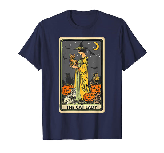 The Cat Lady Tarot Card Vintage Gothic Cat Women Cat Mom T-Shirt