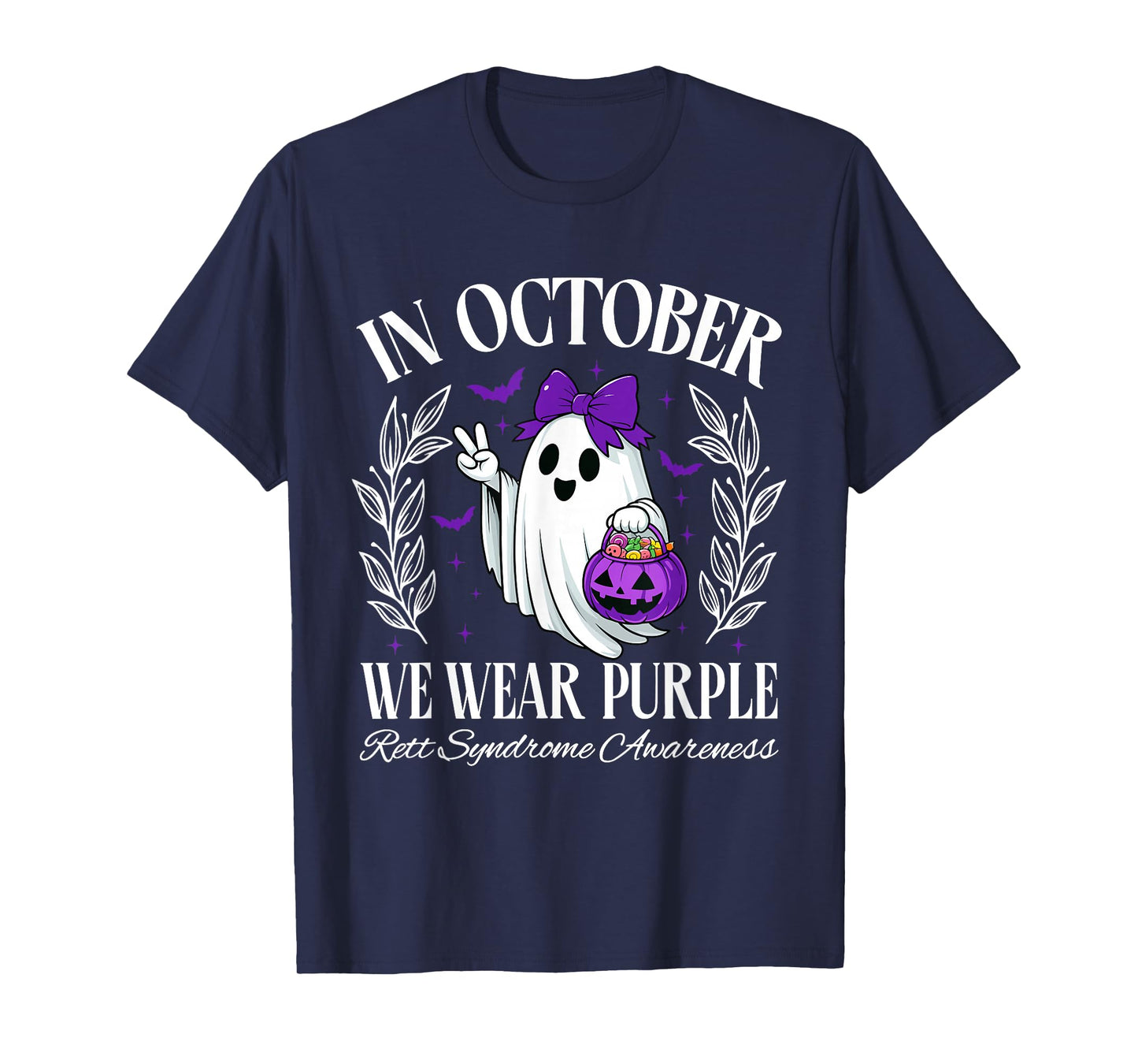 in October We Wear Purple Rett Syndrome Awareness Halloween T-Shirt