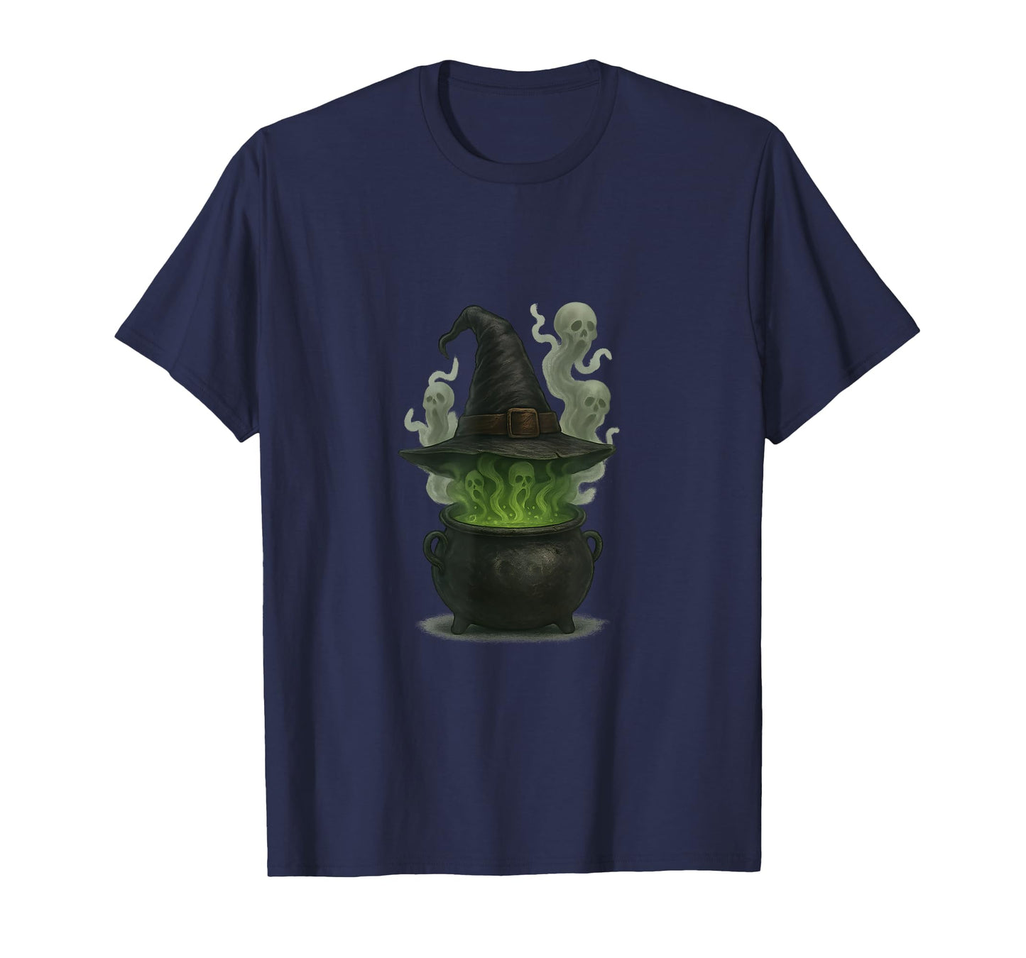 Witch's Cauldron with Witch Hat Scary Halloween Motif T-Shirt