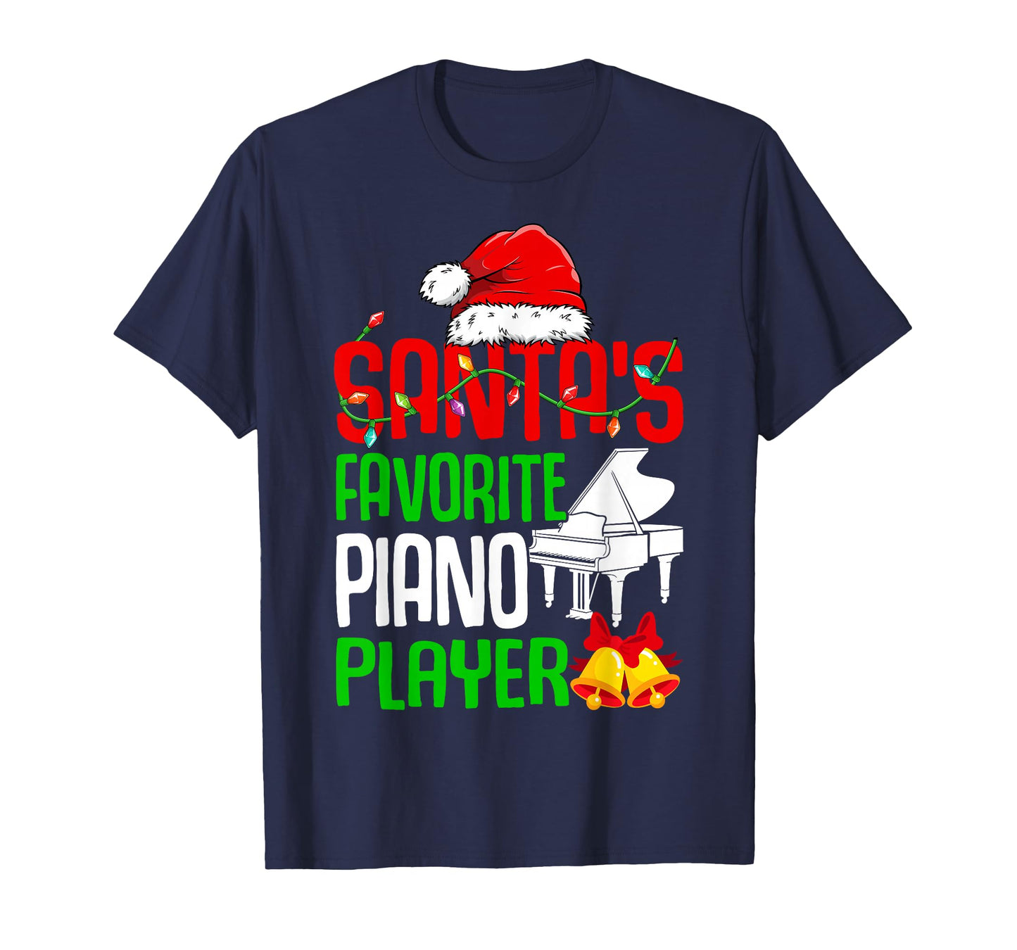 Santa's Favorite Piano Player - Santa Hat Pianist Christmas T-Shirt