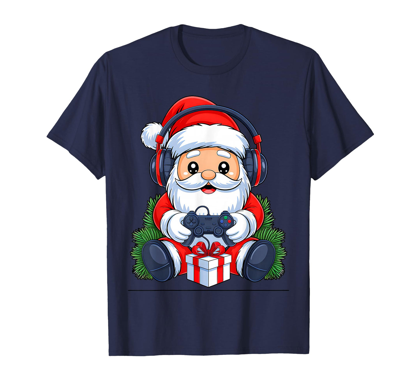 Funny Christmas Gamer Santa Xmas Vibes Gaming Men Boys Kids T-Shirt