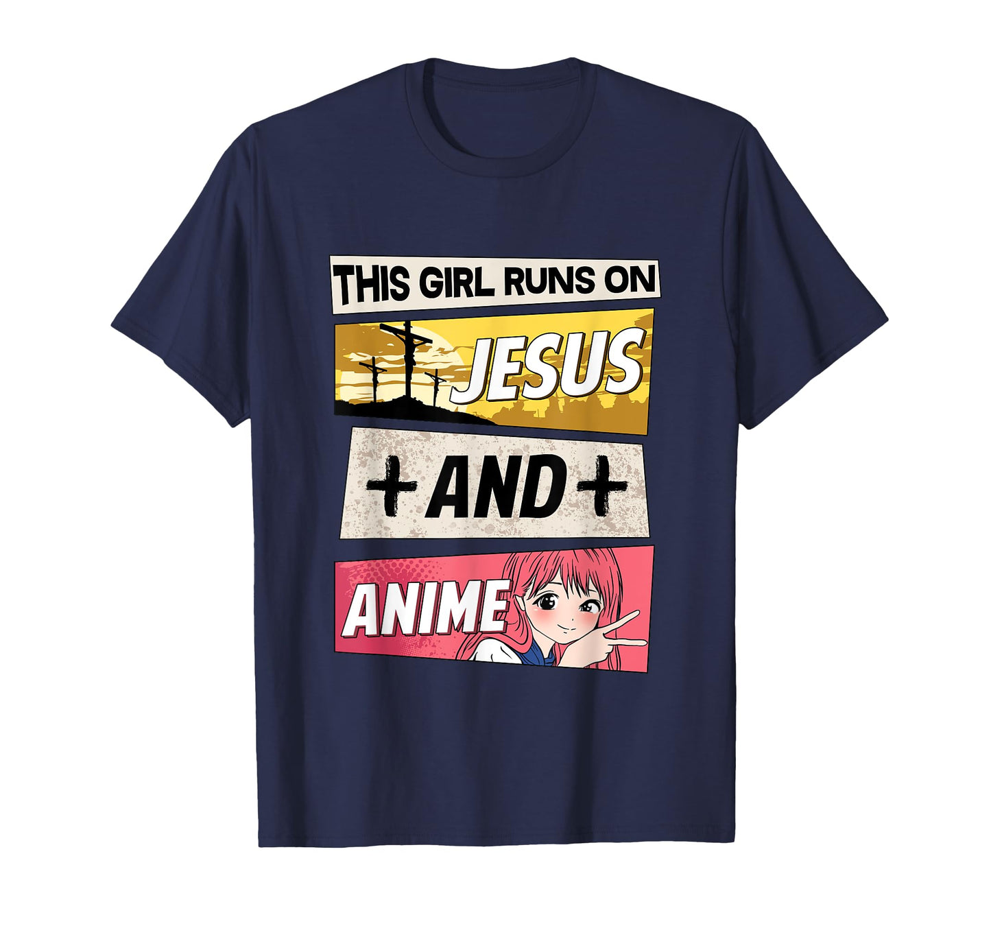 This Girl Runs On Jesus And Anime I Kawaii Otaku T-Shirt