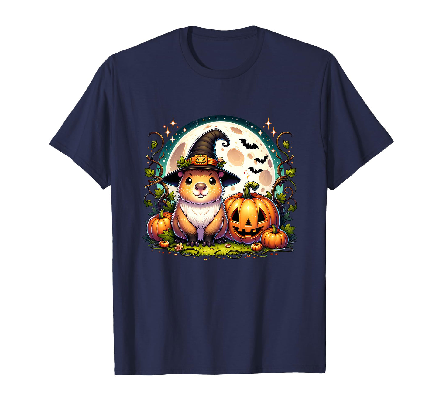 Capybara Witch Jack-o-Lantern Pumpkin Halloween Graphic T-Shirt