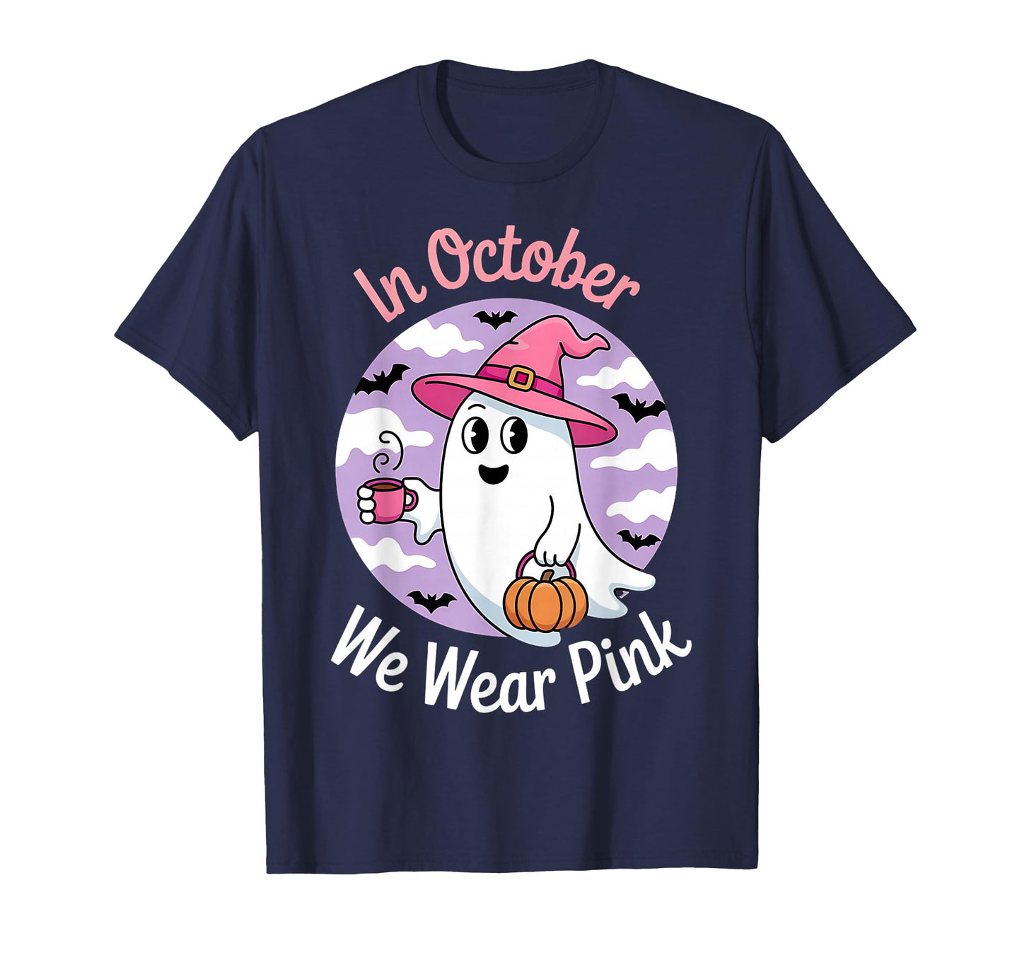 in October We Wear Pink Breast Cancer Gaming Print T-Shirt