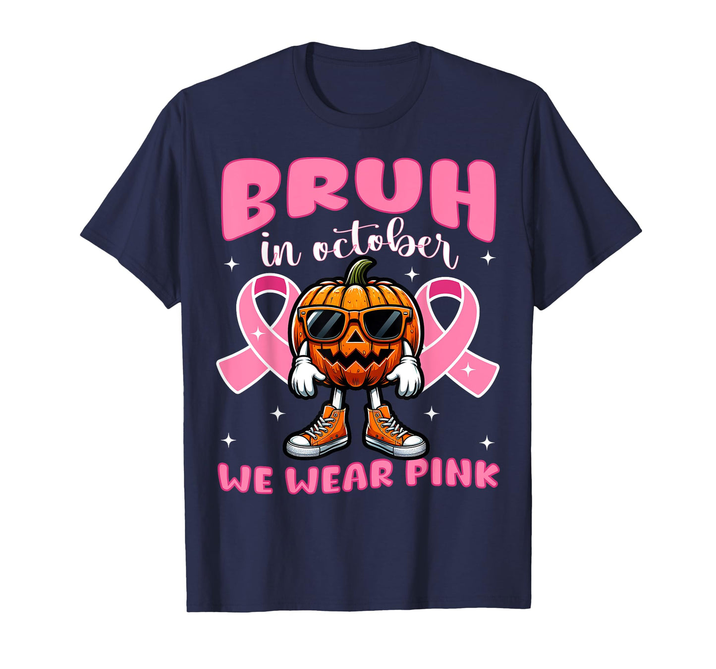 Breast Cancer Awareness For Girls Boys Kid Halloween Pumpkin T-Shirt