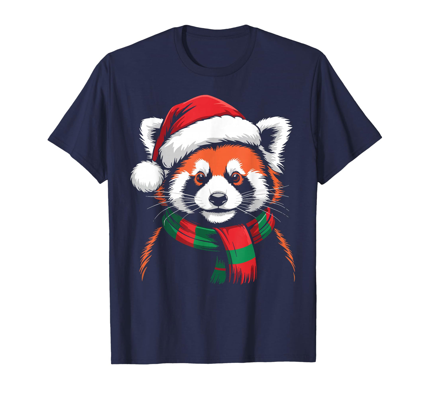 Red Panda Xmas Santa Hat Scarf Christmas Costume T-Shirt