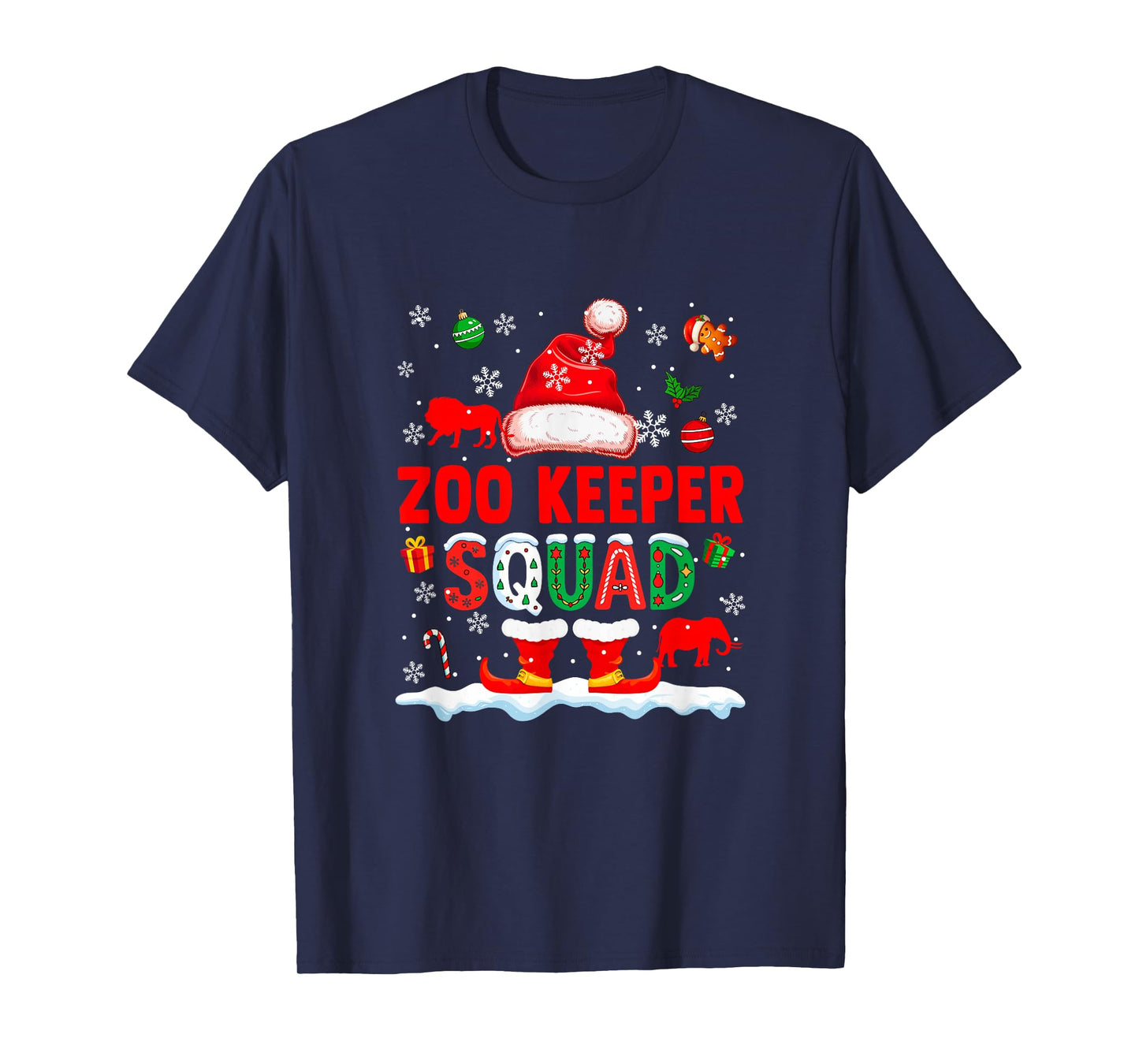Zoo Keeper Squad Men Job Christmas Santa Costume Bow Tie T-Shirt