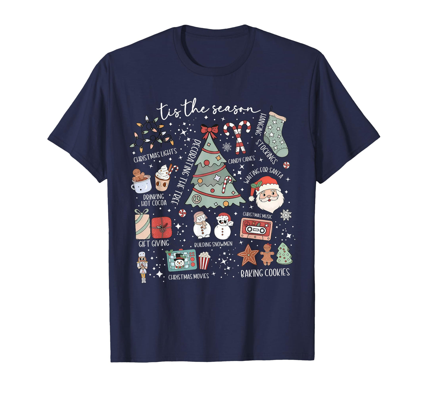 Tis The Season Christmas Tree Xmas Collage Holiday Graphic T-Shirt