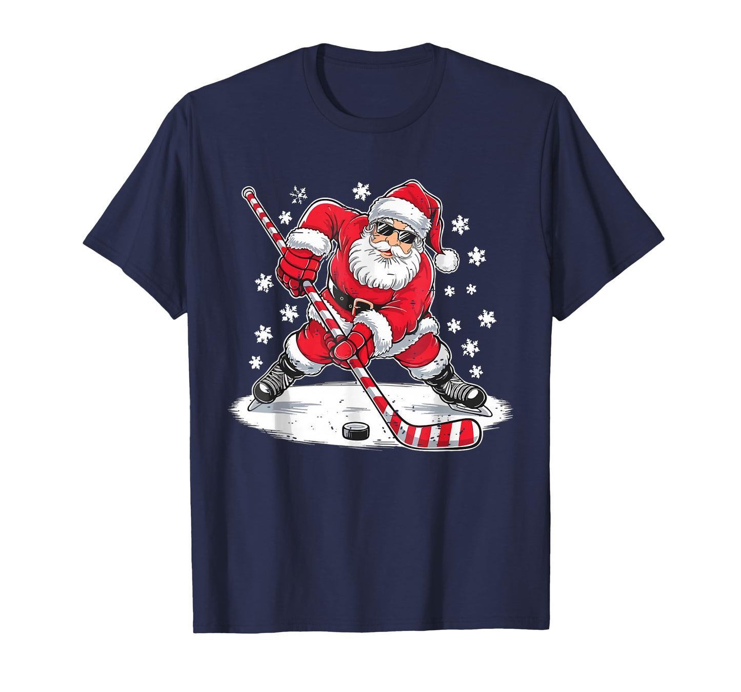 Funny Santa Claus Ice Hockey Christmas Holiday Cute Xmas T-Shirt