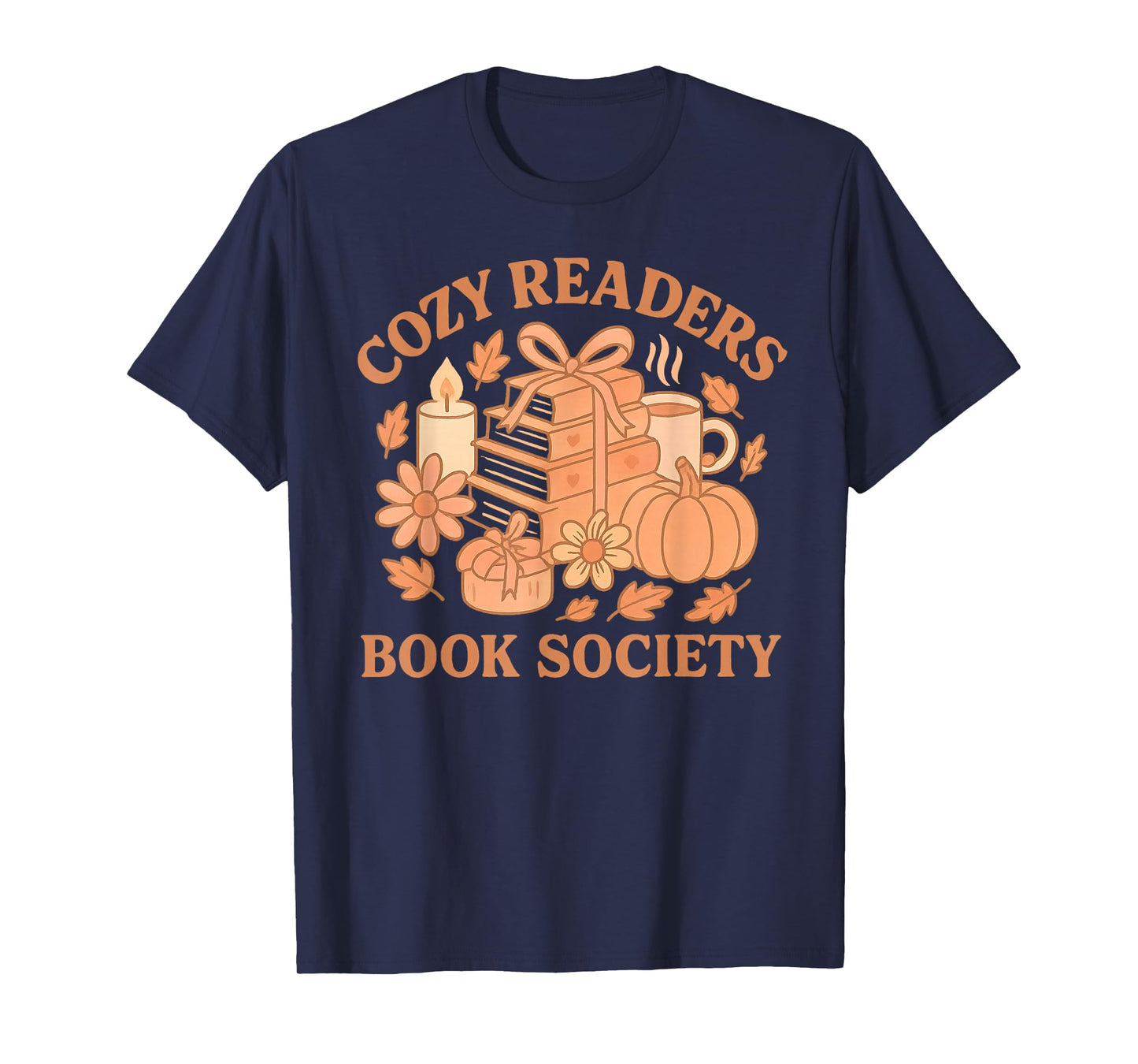 Cozy Readers Book Society Pastel Fall Books & Pumpkin T-Shirt
