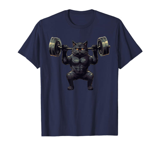 Black Cat Powerlifting Weightlifting Gym Workout Men Women Kids T-Shirt