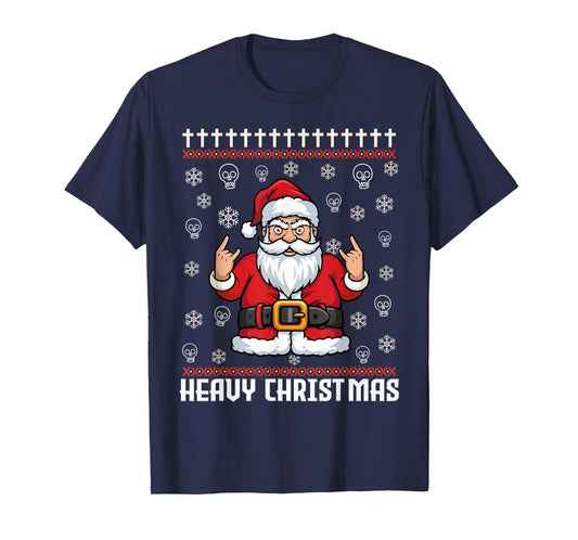 Hail Santa Pagan Happy Solstice Metal Christmas Santa Rocker T-Shirt