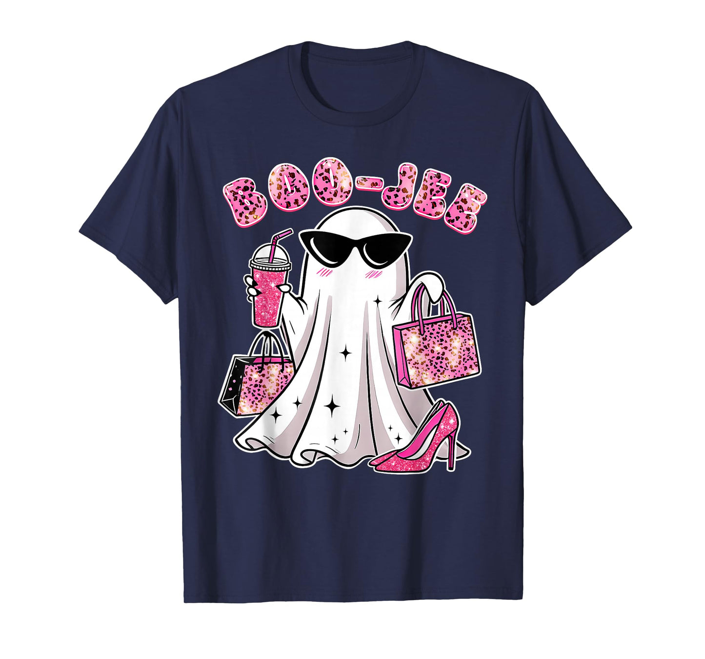 Coquette Pink Leopard Boo-JEE Ghost Halloween Women Girls T-Shirt