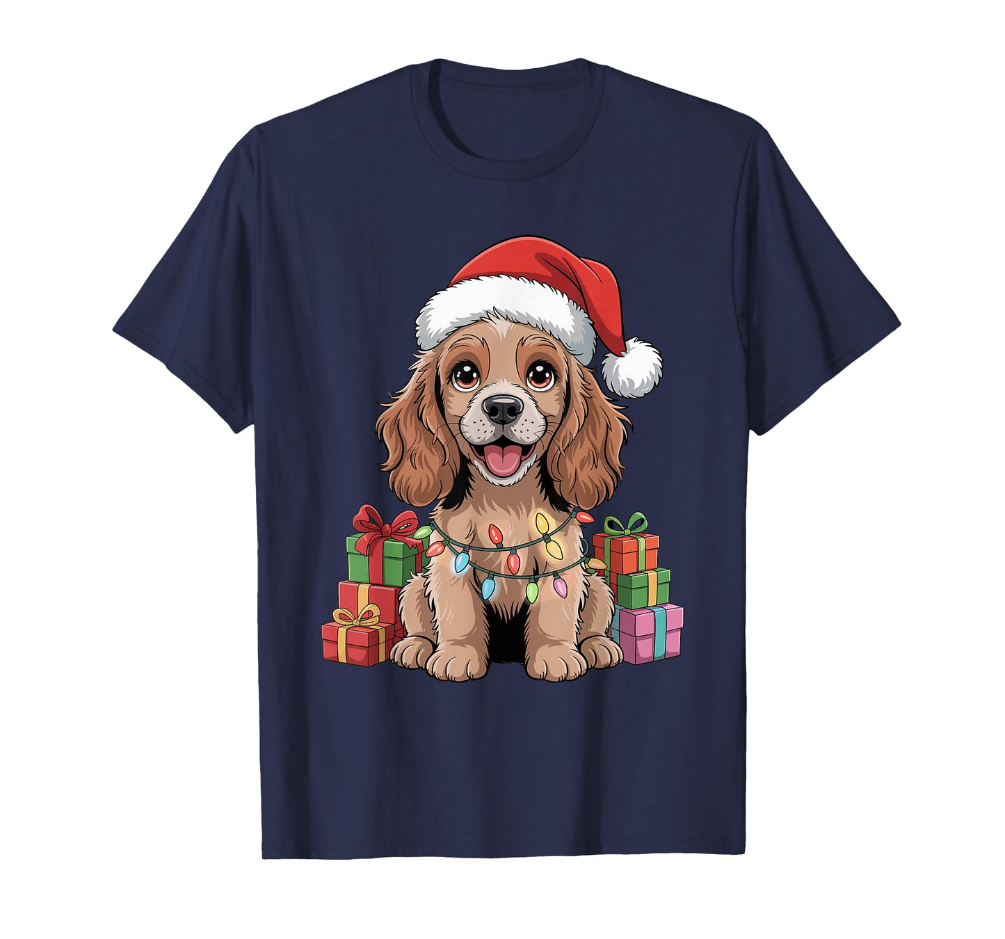 Cocker Spaniel Santa Hat Christmas Xmas Dog Lovers Holiday T-Shirt