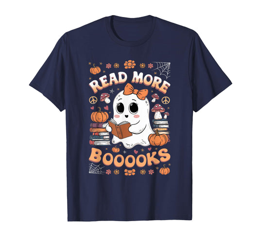 Read More Books Boo Ghost Halloween Reading Books Teacher T-Shirt